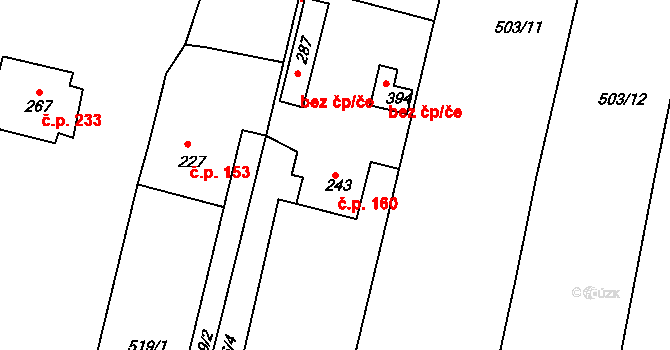 Mlékojedy 160, Neratovice na parcele st. 243 v KÚ Mlékojedy u Neratovic, Katastrální mapa