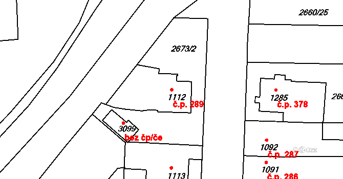 Bezděkovské Předměstí 289, Domažlice na parcele st. 1112 v KÚ Domažlice, Katastrální mapa