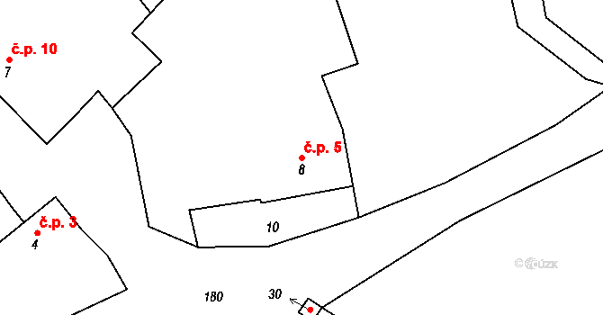 Chotětín 5, Zbiroh na parcele st. 8 v KÚ Chotětín, Katastrální mapa