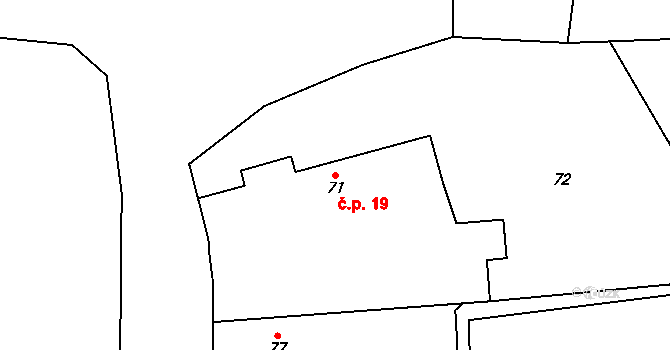 Selmice 19 na parcele st. 71 v KÚ Selmice, Katastrální mapa