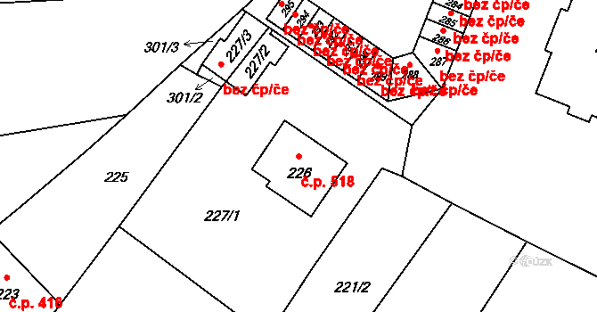 Postřelmov 518 na parcele st. 226 v KÚ Postřelmov, Katastrální mapa