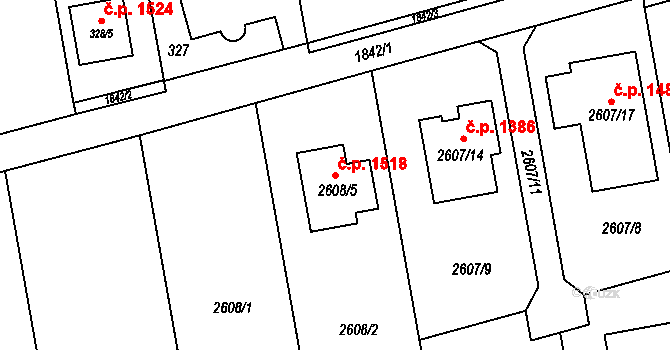 Kylešovice 1518, Opava na parcele st. 2608/5 v KÚ Kylešovice, Katastrální mapa