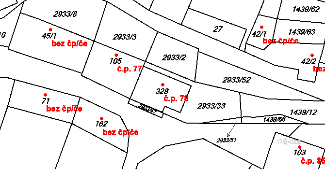 Mašovice 78 na parcele st. 328 v KÚ Mašovice u Znojma, Katastrální mapa