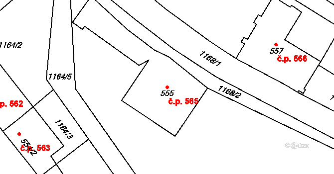 Světlá nad Sázavou 565 na parcele st. 555 v KÚ Světlá nad Sázavou, Katastrální mapa