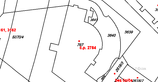 Kroměříž 2784 na parcele st. 797 v KÚ Kroměříž, Katastrální mapa