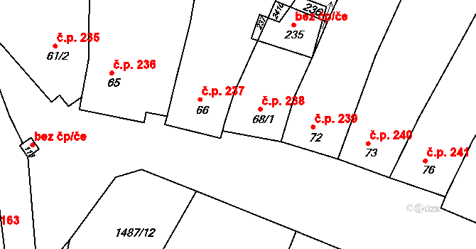 Jezeřany-Maršovice 238 na parcele st. 68/1 v KÚ Maršovice, Katastrální mapa