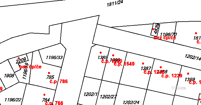 Nymburk 1290 na parcele st. 1385 v KÚ Nymburk, Katastrální mapa