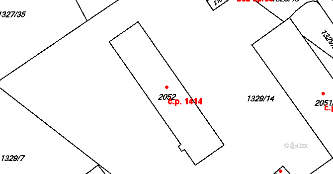 Říčany 1414 na parcele st. 2052 v KÚ Říčany u Prahy, Katastrální mapa