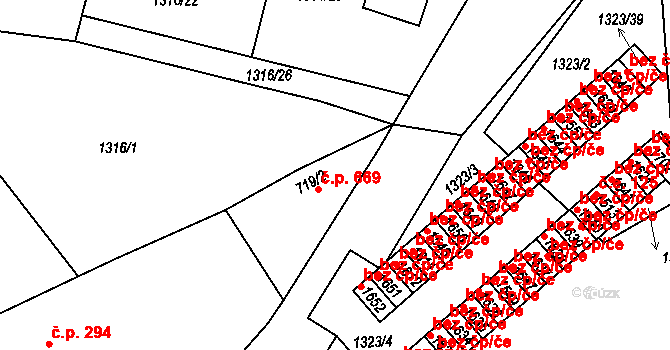 Polná 669 na parcele st. 719/2 v KÚ Polná, Katastrální mapa