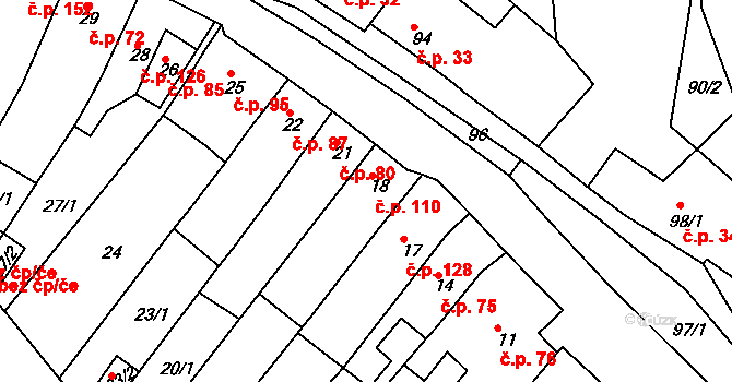 Opatovice 110, Vyškov na parcele st. 18 v KÚ Opatovice u Vyškova, Katastrální mapa