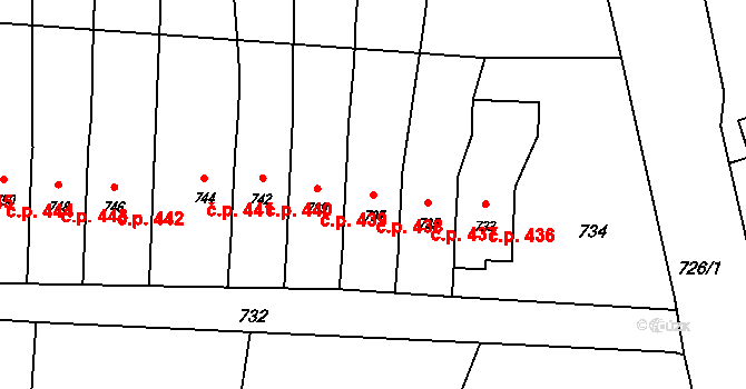 Horní Těrlicko 438, Těrlicko na parcele st. 737 v KÚ Horní Těrlicko, Katastrální mapa