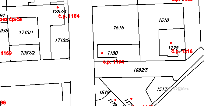 Brandýs nad Labem 1164, Brandýs nad Labem-Stará Boleslav na parcele st. 1180 v KÚ Brandýs nad Labem, Katastrální mapa