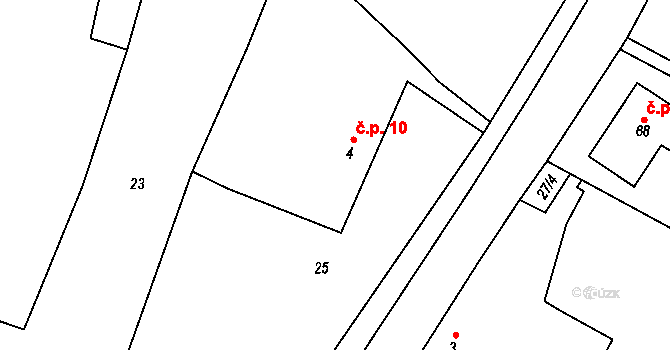 Heřmaneč 10 na parcele st. 4 v KÚ Heřmaneč, Katastrální mapa