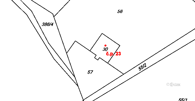 Kolnovice 23, Mikulovice na parcele st. 30 v KÚ Kolnovice, Katastrální mapa
