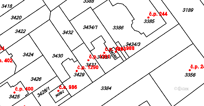 Černá Pole 1293, Brno na parcele st. 3433/1 v KÚ Černá Pole, Katastrální mapa
