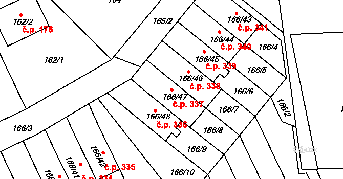 Klokoty 337, Tábor na parcele st. 166/47 v KÚ Klokoty, Katastrální mapa