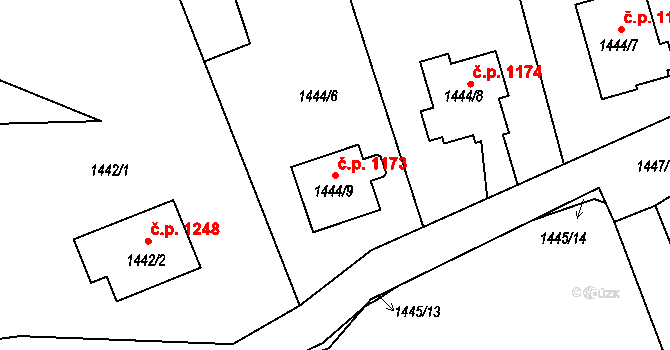 Ráj 1173, Karviná na parcele st. 1444/9 v KÚ Ráj, Katastrální mapa