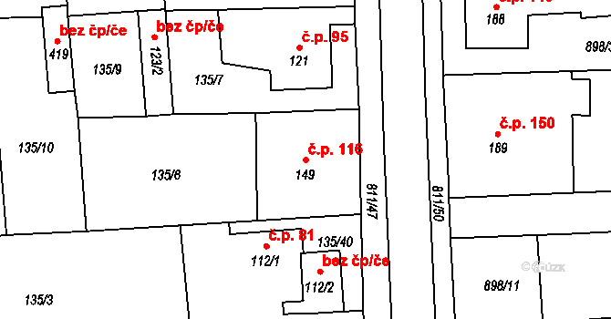 Luby 116, Klatovy na parcele st. 149 v KÚ Luby, Katastrální mapa