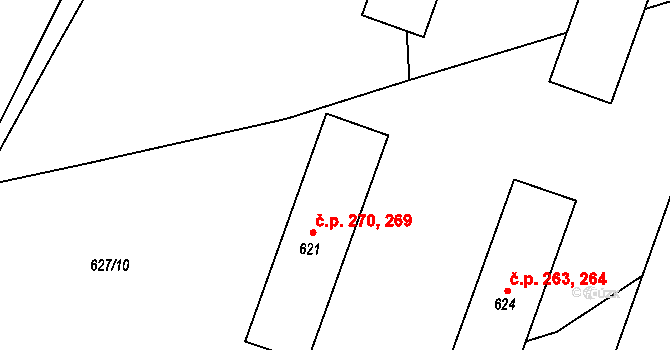 Jince 269,270 na parcele st. 621 v KÚ Jince, Katastrální mapa