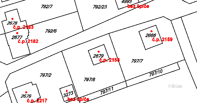 Dvůr Králové nad Labem 2158 na parcele st. 2679 v KÚ Dvůr Králové nad Labem, Katastrální mapa