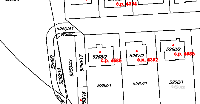 Chomutov 4585 na parcele st. 5268/2 v KÚ Chomutov I, Katastrální mapa