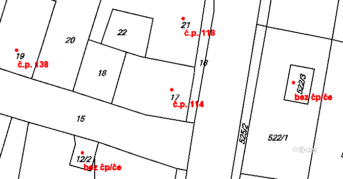 Liberec XXIII-Doubí 114, Liberec na parcele st. 17 v KÚ Doubí u Liberce, Katastrální mapa