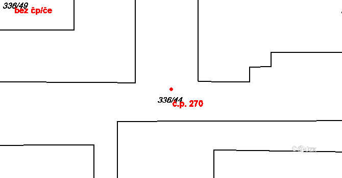 Pražské Předměstí 270, Bílina na parcele st. 336/44 v KÚ Bílina, Katastrální mapa
