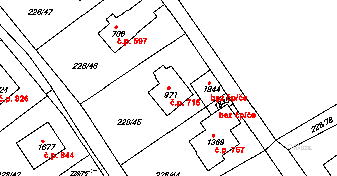 Hostinné 715 na parcele st. 971 v KÚ Hostinné, Katastrální mapa