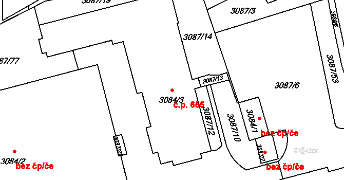 Hranice 655, Karviná na parcele st. 3084/3 v KÚ Karviná-město, Katastrální mapa