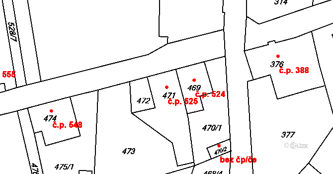 Šluknov 525 na parcele st. 471 v KÚ Šluknov, Katastrální mapa