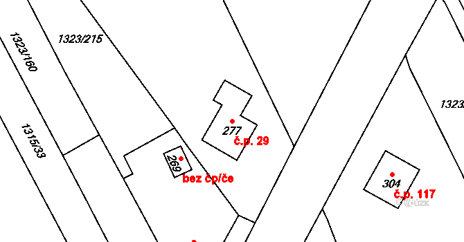 Hynkov 29, Příkazy na parcele st. 277 v KÚ Hynkov, Katastrální mapa