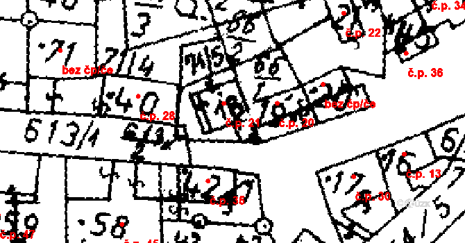 Jemníky 21 na parcele st. 18 v KÚ Jemníky, Katastrální mapa