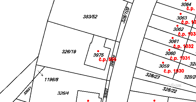 Holínské Předměstí 556, Jičín na parcele st. 3975 v KÚ Jičín, Katastrální mapa