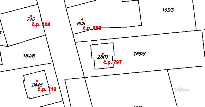 Kukleny 797, Hradec Králové na parcele st. 2803 v KÚ Kukleny, Katastrální mapa