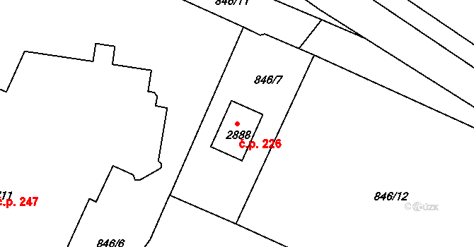 Latrán 226, Český Krumlov na parcele st. 2888 v KÚ Český Krumlov, Katastrální mapa