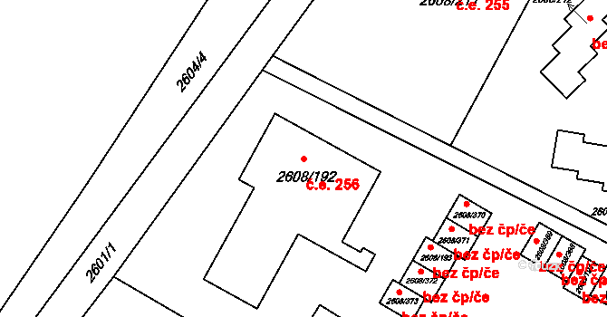 Staré Splavy 256, Doksy na parcele st. 2608/192 v KÚ Doksy u Máchova jezera, Katastrální mapa