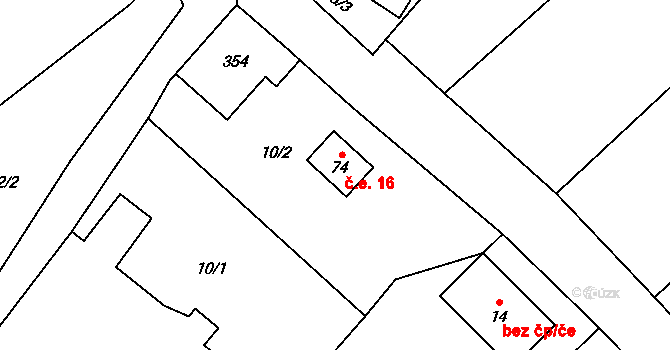 Obectov 51, Bouzov na parcele st. 74 v KÚ Obectov, Katastrální mapa