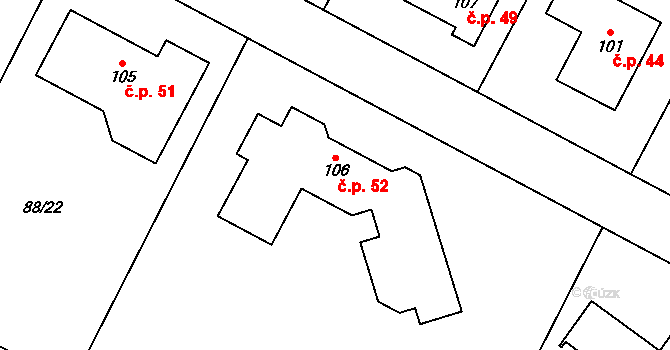 Popice 52, Jihlava na parcele st. 106 v KÚ Popice u Jihlavy, Katastrální mapa