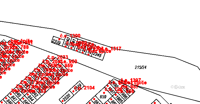 Sezimovo Ústí 1317 na parcele st. 2345 v KÚ Sezimovo Ústí, Katastrální mapa