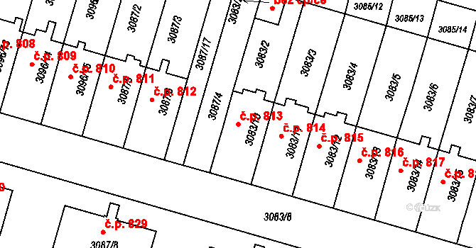 Bystřice nad Pernštejnem 813 na parcele st. 3083/10 v KÚ Bystřice nad Pernštejnem, Katastrální mapa