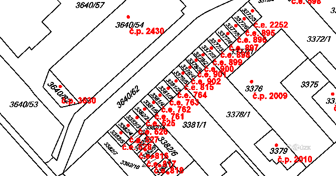 Znojmo 763 na parcele st. 3381/3 v KÚ Znojmo-město, Katastrální mapa