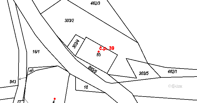 Trhonice 39, Jimramov na parcele st. 85 v KÚ Trhonice, Katastrální mapa