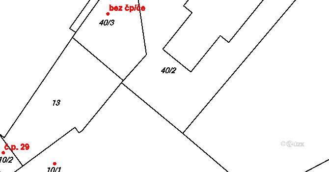 Úmonín 38281139 na parcele st. 40/2 v KÚ Březová u Úmonína, Katastrální mapa
