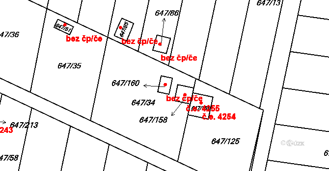 Znojmo 39554139 na parcele st. 647/160 v KÚ Oblekovice, Katastrální mapa