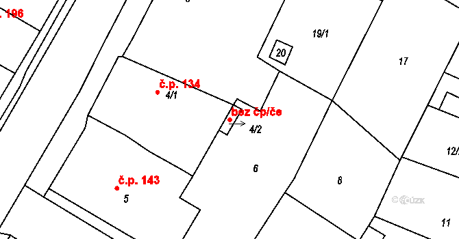 Zruč-Senec 39664139 na parcele st. 4/2 v KÚ Senec u Plzně, Katastrální mapa