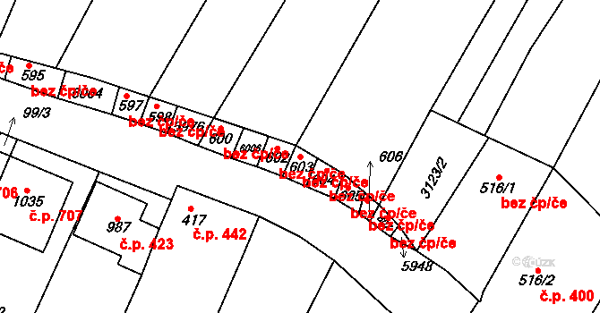 Polešovice 40635139 na parcele st. 603 v KÚ Polešovice, Katastrální mapa