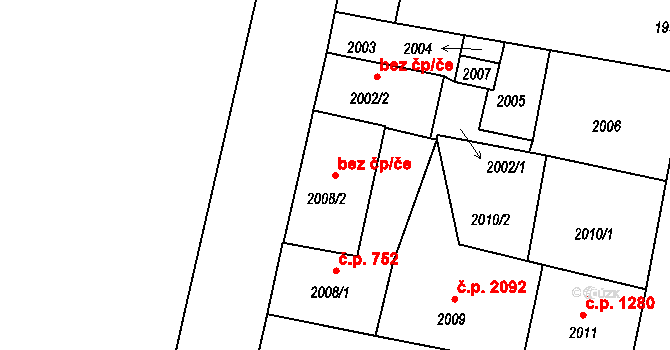 Tábor 40936139 na parcele st. 2008/2 v KÚ Tábor, Katastrální mapa