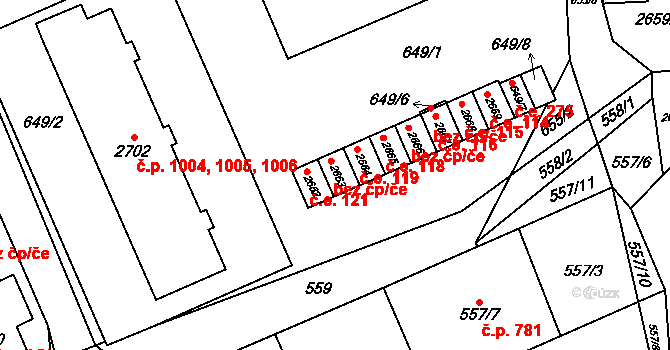 Oslavany 120 na parcele st. 2663 v KÚ Oslavany, Katastrální mapa