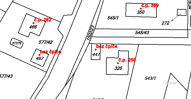 Tetín 43430139 na parcele st. 447 v KÚ Tetín u Berouna, Katastrální mapa