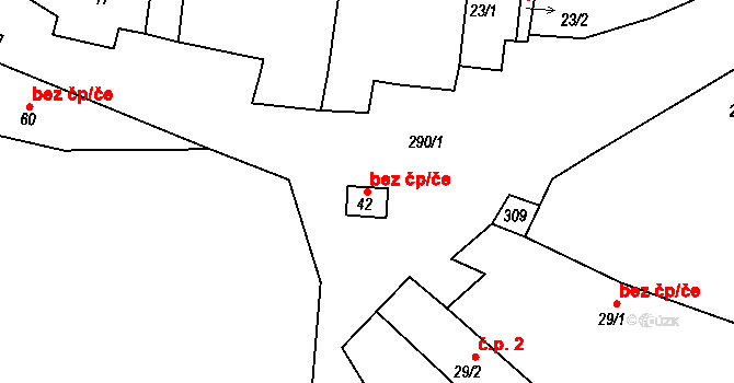 Malý Bor 44703139 na parcele st. 42 v KÚ Týnec u Hliněného Újezdu, Katastrální mapa